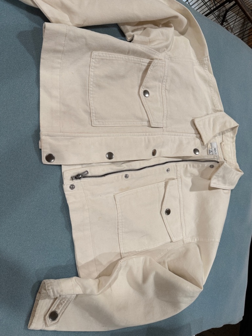 next Cream Cotton Jacket with Label Detail